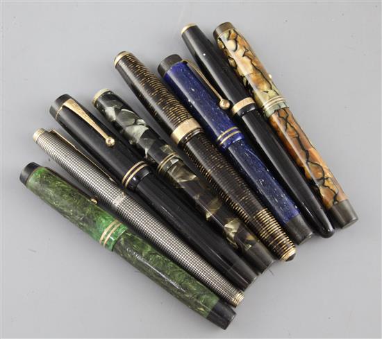 A quantity of mainly Parker pens